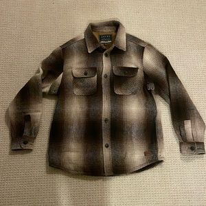 Men's Jachs New York Wool Blend Shirt Jacket - Brown & Cream Plaid Medium